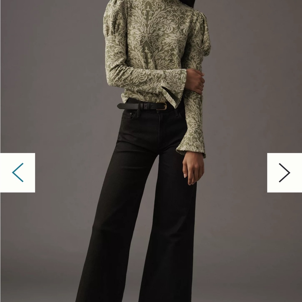 Anthropologie Puff-Sleeve Turtleneck Jacquard Top